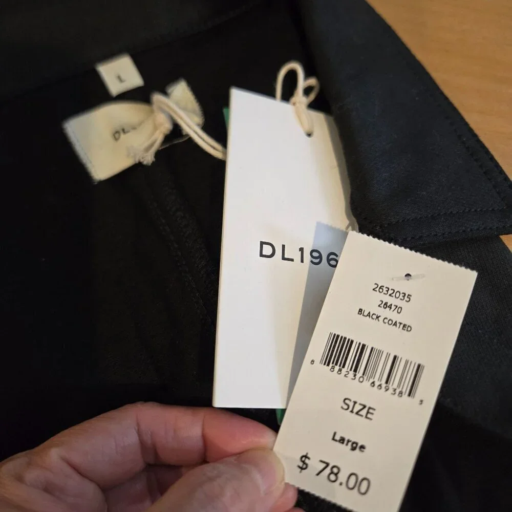 DL1961 Big Kid Girls' Manning Wax Coated Denim Jacket LARGE Black Long Sleeve